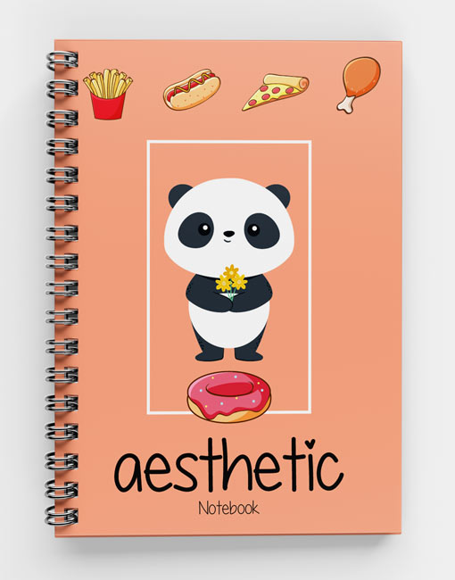 Aesthetic Food with Panda Spiral Notebook-Cus-04(w)