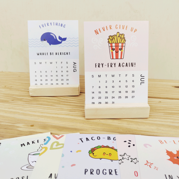 Motivational Puns - Wooden Desk Calendars 2024 by Mecopublications