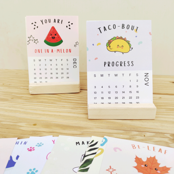 Motivational Puns - Wooden Desk Calendars 2024 by Mecopublications