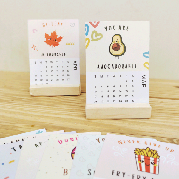 Motivational Puns - Wooden Desk Calendars 2024 by Mecopublications